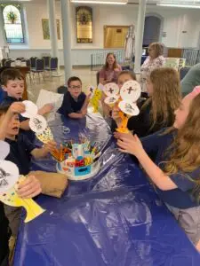 Another craft project included creating decorative pillows to store their newly blessed Miraculous Medals.