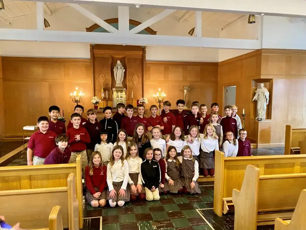 Children in front of altar