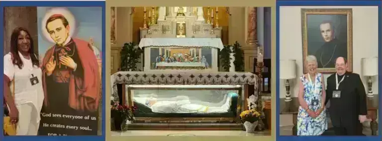 St. John Neumann Shrine, pilgrims with photos of St. John Neumann