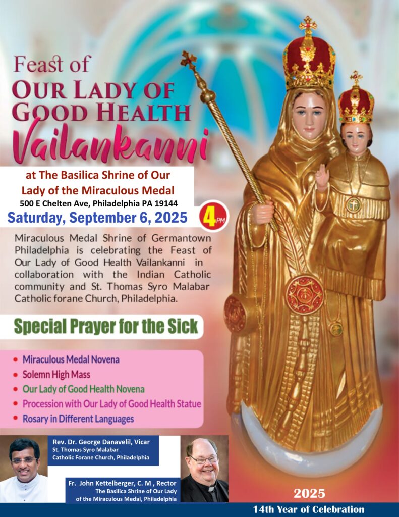 Our Lady of Vailankanni with information on the celebration