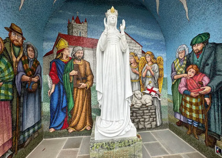 Statue of Mary and Mosaic Shrine in CAMM Gardens