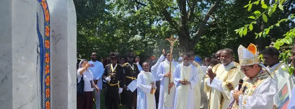 Members of the clergy in front of Our Lady of Kibeho Shrine