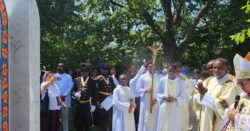 Members of the clergy in front of Our Lady of Kibeho Shrine