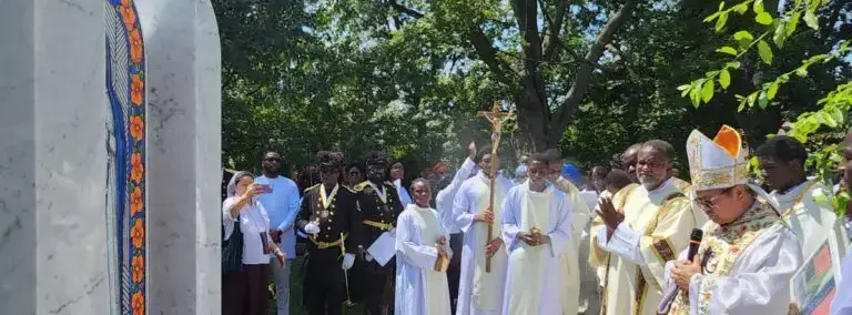 Members of the clergy in front of Our Lady of Kibeho Shrine