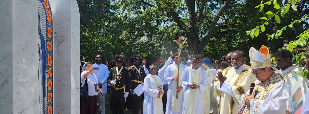 Members of the clergy in front of Our Lady of Kibeho Shrine