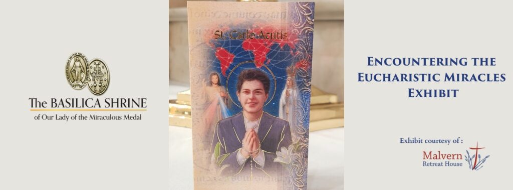 St. Carlo Acutis prayer card on altar